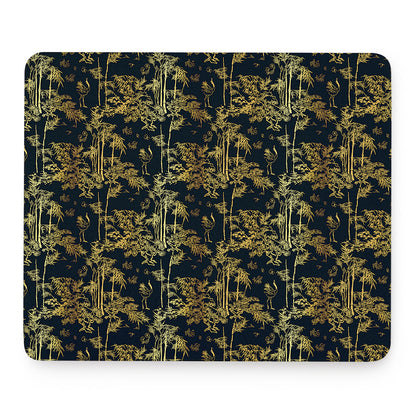 Gold And Black Japanese Bamboo Print Mouse Pad