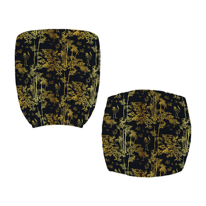 Gold And Black Japanese Bamboo Print Office Chair Cover