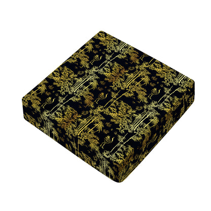 Gold And Black Japanese Bamboo Print Outdoor Seat Cushion Cover