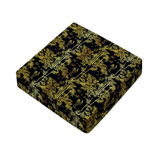 Gold And Black Japanese Bamboo Print Outdoor Seat Cushion Cover
