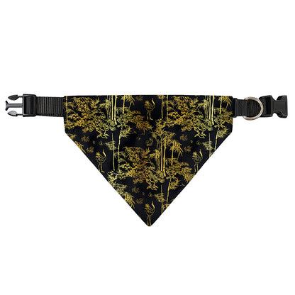 Gold And Black Japanese Bamboo Print Over The Collar Dog Bandana