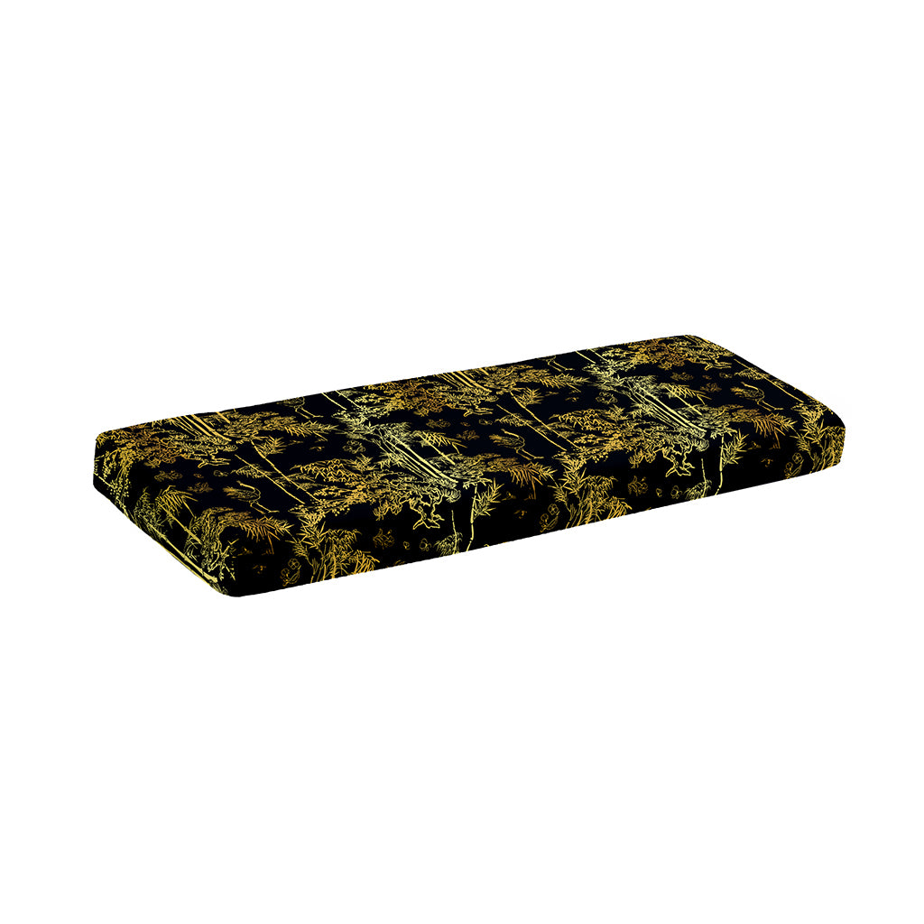 Gold And Black Japanese Bamboo Print Piano Keyboard Cover