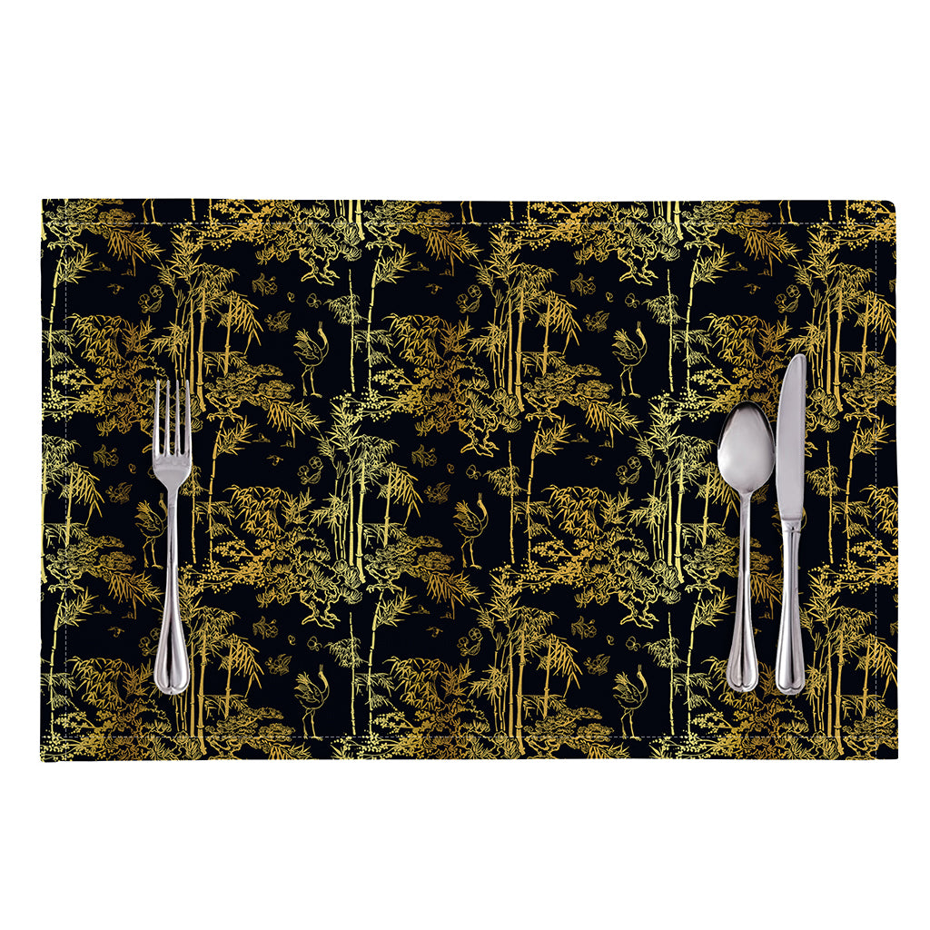 Gold And Black Japanese Bamboo Print Placemat