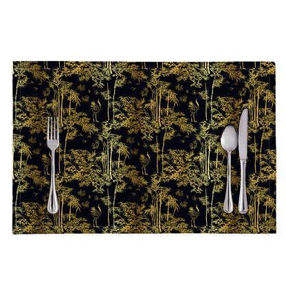 Gold And Black Japanese Bamboo Print Placemat