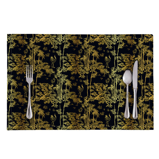 Gold And Black Japanese Bamboo Print Placemat