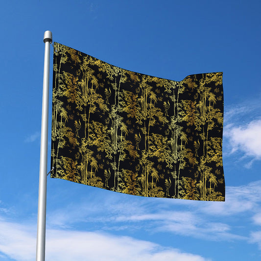Gold And Black Japanese Bamboo Print Polyester Flag