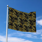 Gold And Black Japanese Bamboo Print Polyester Flag