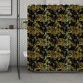Gold And Black Japanese Bamboo Print Polyester Shower Curtain