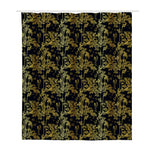 Gold And Black Japanese Bamboo Print Polyester Shower Curtain