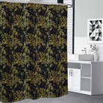 Gold And Black Japanese Bamboo Print Premium Shower Curtain