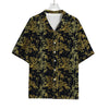 Gold And Black Japanese Bamboo Print Rayon Hawaiian Shirt