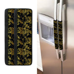 Gold And Black Japanese Bamboo Print Refrigerator Handle Covers