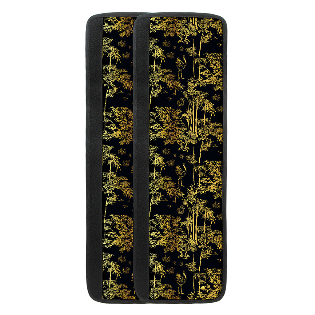 Gold And Black Japanese Bamboo Print Refrigerator Handle Covers