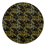 Gold And Black Japanese Bamboo Print Round Blanket