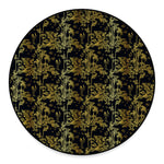 Gold And Black Japanese Bamboo Print Round Floor Mat