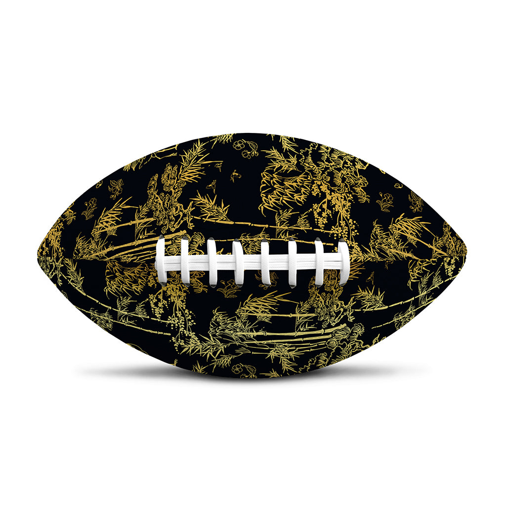 Gold And Black Japanese Bamboo Print Rugby Ball