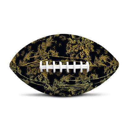 Gold And Black Japanese Bamboo Print Rugby Ball