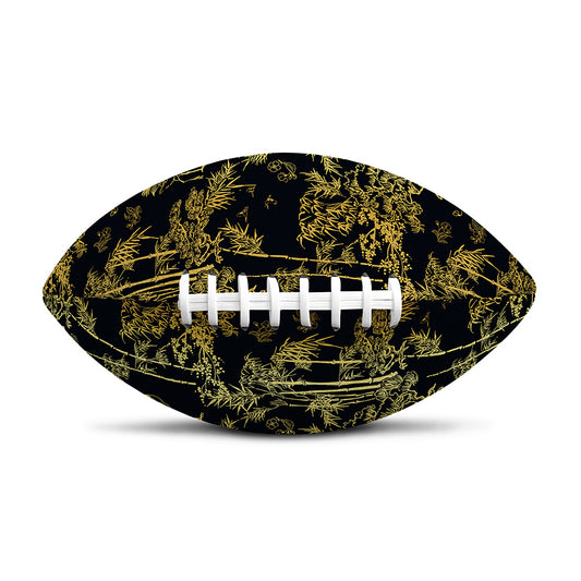 Gold And Black Japanese Bamboo Print Rugby Ball