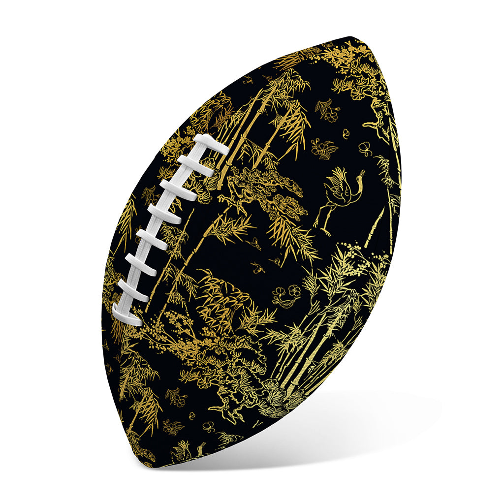 Gold And Black Japanese Bamboo Print Rugby Ball