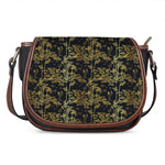 Gold And Black Japanese Bamboo Print Saddle Bag