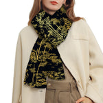 Gold And Black Japanese Bamboo Print Scarf