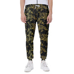 Gold And Black Japanese Bamboo Print Scuba Joggers