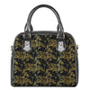 Gold And Black Japanese Bamboo Print Shoulder Handbag