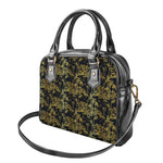 Gold And Black Japanese Bamboo Print Shoulder Handbag