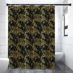 Gold And Black Japanese Bamboo Print Shower Curtain