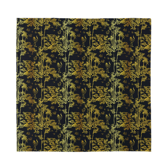 Gold And Black Japanese Bamboo Print Silk Bandana