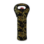 Gold And Black Japanese Bamboo Print Single Neoprene Wine Tote