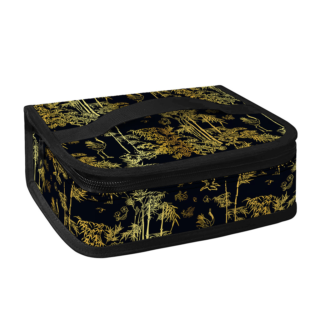 Gold And Black Japanese Bamboo Print Small Lunch Bag