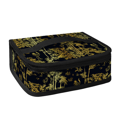 Gold And Black Japanese Bamboo Print Small Lunch Bag