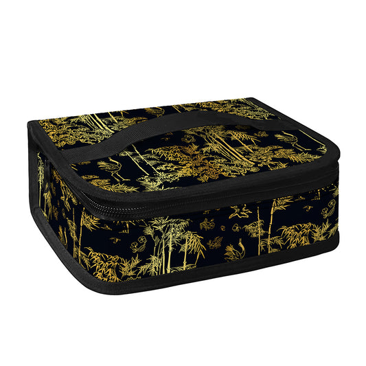 Gold And Black Japanese Bamboo Print Small Lunch Bag