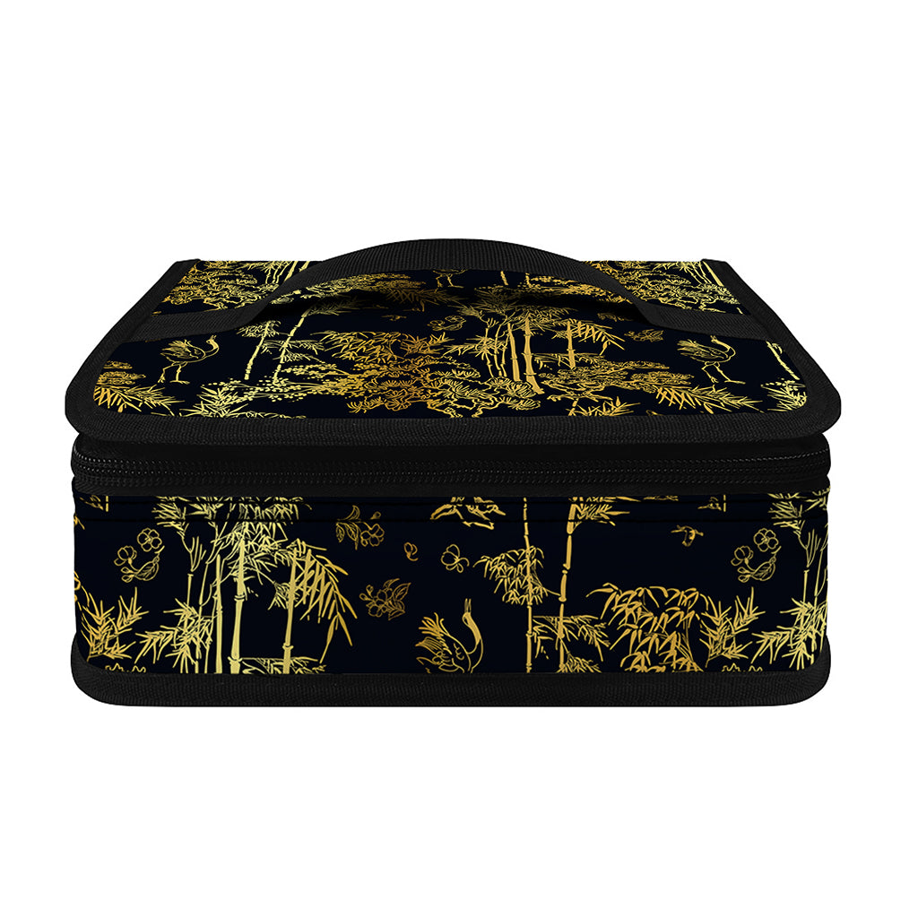 Gold And Black Japanese Bamboo Print Small Lunch Bag