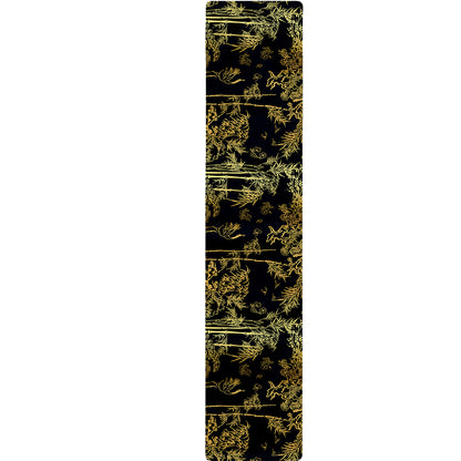 Gold And Black Japanese Bamboo Print Table Runner