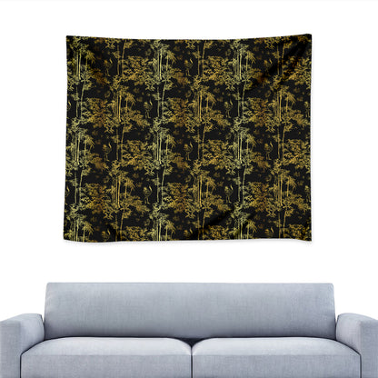 Gold And Black Japanese Bamboo Print Tapestry