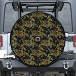 Gold And Black Japanese Bamboo Print Tire Cover With Camera Hole