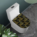 Gold And Black Japanese Bamboo Print Toilet Lid Cover
