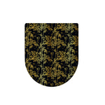 Gold And Black Japanese Bamboo Print Toilet Lid Cover