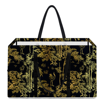 Gold And Black Japanese Bamboo Print Utility Tote Bag