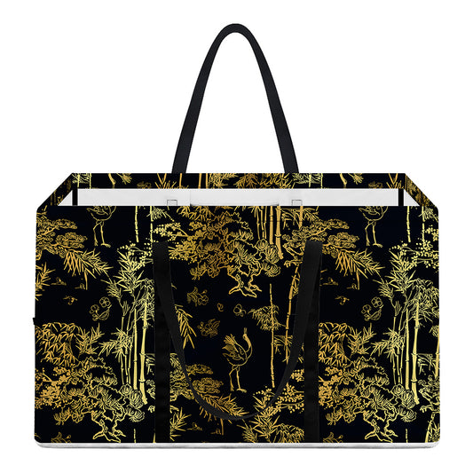 Gold And Black Japanese Bamboo Print Utility Tote Bag