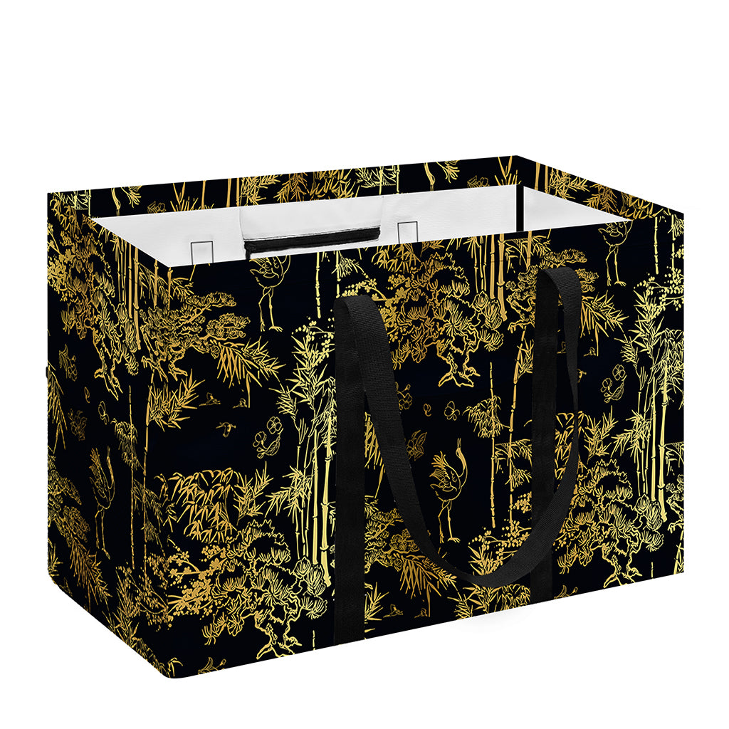 Gold And Black Japanese Bamboo Print Utility Tote Bag