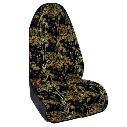 Gold And Black Japanese Bamboo Print Waterproof Car Seat Cover