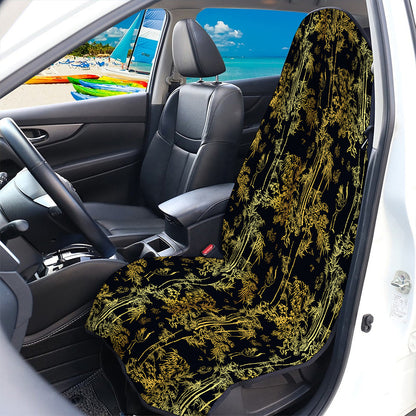 Gold And Black Japanese Bamboo Print Waterproof Car Seat Cover