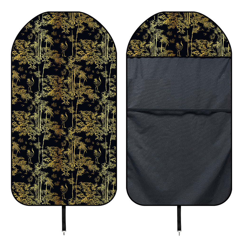 Gold And Black Japanese Bamboo Print Waterproof Car Seat Cover