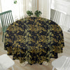 Gold And Black Japanese Bamboo Print Waterproof Round Tablecloth