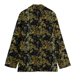 Gold And Black Japanese Bamboo Print Women's Blazer