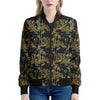 Gold And Black Japanese Bamboo Print Women's Bomber Jacket