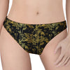 Gold And Black Japanese Bamboo Print Women's Thong